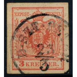 Österreich 1850 3kr, MP, Type III. Dickes P.! D.SZT.PÉTER (Tb) Mü:50P!