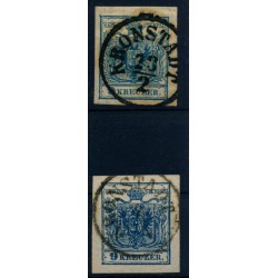 Österreich 1850 2Stk.Marke:beide 9kr, HP, Type III. KRONSTADT (Sb)