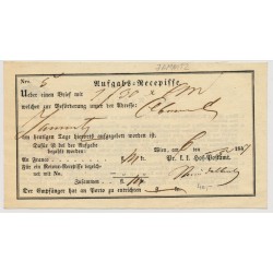 Österreich 1847 AUFGABS-RECEPISSE über einen Geldbrief WIEN nach JAMNITZ