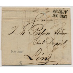 Österreich 1838 Brief, WIEN. Rückseitig BLAUSTEMPEL LINZ. DATUM:31.DEC!
