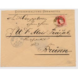 Österreich 1877 5kr, Briefkuvert OPPATOWITZ/b. GEWITSCH (M) Kl:15P!