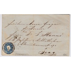 Österreich 1862 15kr, EXTREM VERZÄHNT! Brief STERNBERG (M) nach PRAG.