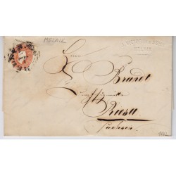 Österreich 1862 10kr, AUSLANDS-Brief (Inhalt) MELNIK (B) Mü:36P!-RIESA