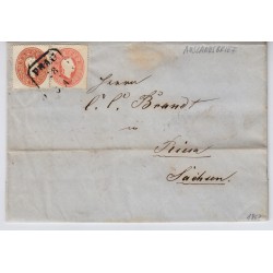 Österreich 1862 10+5kr AUSLANDS-Brief (Inhalt) PRAG nach RIESA (Sachsen)