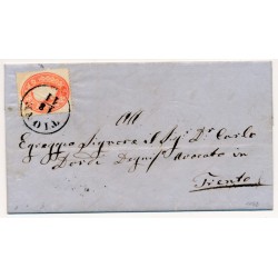 ÖSTERREICH 1862 5kr, AUSGELASSENES ZAHNLOCH! Brief (Inhalt) TIONE (Tirol