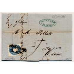 ÖSTERREICH 1861 15kr, Brief (Inhalt) RECHNUNG! TROPPAU (Sch) nach WIEN