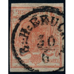 ÖSTERREICH 1850 3kr, HP, Type I. Kleine PAPIERFALTE! B.H.BRUCK a/M. (St)