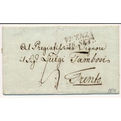 LOMBARDEI-VENETIEN 1834 Brief (Inhalt) VICENZA nach TRENTO. Sehr schön!