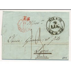 LOMBARDEI-VENETIEN 1844 AUSLANDS-Brief (Inhalt) MILANO nach FRANKREICH nach LYON