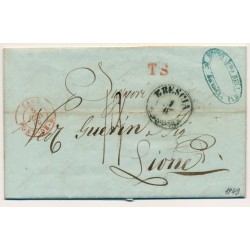 LOMBARDEI-VENETIEN 1849 AUSLANDS-Brief (Inhalt) BRESCIA nach FRANKREICH! LYON.