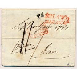LOMBARDEI-VENETIEN 1835 AUSLANDS-Brief (Inhalt) MILANO nach FRANKREICH! LYON.