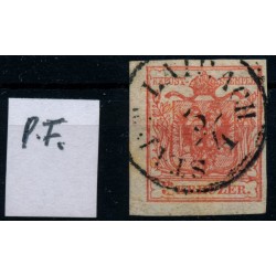 ÖSTERREICH 1850 3kr, DICKES PAPIER:0,11mm! PLATTENFEHLER! STADT LAIBACH (Kr)