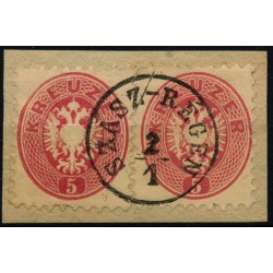 ÖSTERREICH 1864 2*5kr, SZÁSZ-RÉGEN (Sb) Sehr shön und frisch!