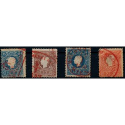 ÖSTERREICH 1858 4Stk.Marke mit ROTSTEMPELN! Gemischte Qualität! Attraktiv!