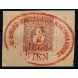 ÖSTERREICH 1858 10kr ROTSTEMPEL K.K.BRIEF-FILIALAMT RECOMANDIRT/WIEN/1860, 72P!