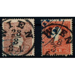 ÖSTERREICH 1858 2Stk.Marke:10kr und 5kr, Type II. VORAUSENTWERTUNGEN! Schön!