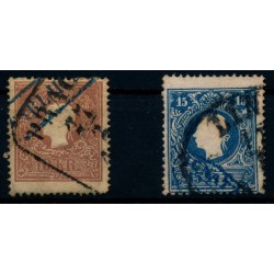 ÖSTERREICH 1858 10kr+15kr, VORAUSENTWERTUNG: BLAUEM FIRMENSTEMPELN! PRAG, LINZ