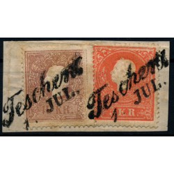 ÖSTERREICH 1858 2-Farben-Frankatur:10+5kr, Type II. TESCHEN (Sch) Sehr schön!