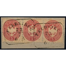 ÖSTERREICH 1864 3*5kr 3-STREIFEN! FELDKIRCH (V) Sehr schön und attraktiv!