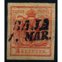 ÖSTERREICH 1850 3kr, HP, Type III. SEHR SCHÖNE FARBE! BAJA (Ws) Schön!