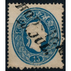 ÖSTERREICH 1861 15kr, unten FARBSTOFFMANGEL! HODSÁGH (Ws) Mü:12P!