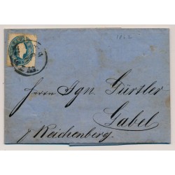 ÖSTERREICH 1862 15kr, Brief (Inhalt) WIEN nach GABEL. Fleckig, Mangel!