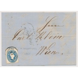 ÖSTERREICH 1861 15kr, Brief (Inhalt) M.THERESIOPLE (Ws) nach WIEN. Schön!