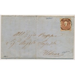 LOMBARDEI-VENETIEN 1860 10sld. Type II. ZENTRIERT! Brief, PADOVA nach UDINE.