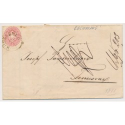ÖSTERREICH 1866 5kr, Brief, RECHNUNG! RUSZKBERG (Bm) Mü:12P! Nach TEMESVÁR.