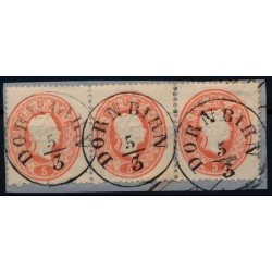 ÖSTERREICH 1861 3*5Kr, 3-STREIFEN! DORNBIRN (V) Sehr schön!