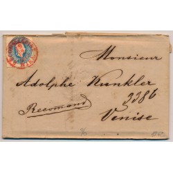 ÖSTERREICH 1862 15+10Kr, REKO-Brief, mit ROTSTEMPEL RECOMMANDIRT/WIEN/1862, 24P