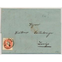 ÖSTERREICH 1862 5Kr, Farbflecke! Brief (Inhalt) ROVEREDO (Tirol) nach LONIGO.