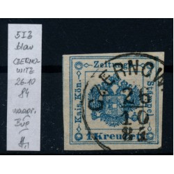 ÖSTERREICH 18.. 1Kr, Zeitungsstempelmarke, Type I.b, CZERNOWITZ (Bukowina) Best.