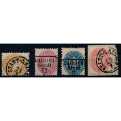 ÖSTERREICH 1864 4MARKE mit LAIBACH (Kr) stempeln!