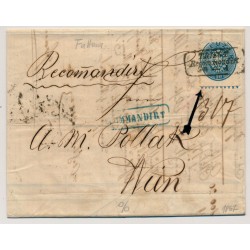 ÖSTERREICH 1867 10+2*5Kr Wz! 10Kr BALKEN! REKO-Brief, TRIEST/Recommandirt (Kr)