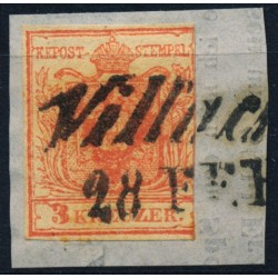 ÖSTERREICH 1850 3kr, HP, Type I. Liliputschnitt/Zwergschnitt! VILLACH (K) Schön!