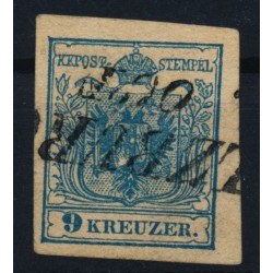 ÖSTERREICH 1850 9kr, MP, Type III. P.F.:weißer Fleck in der Mitte! SALZBURG (S)