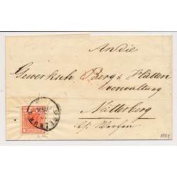 ÖSTERREICH 1851 3kr, FARBINTENSIV! Brief (Inhalt) SALZBURG (S) LABRES Signum!