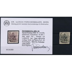 ÖSTERREICH 1850 2kr TIEFSCHWARZ! MP, Type III.b, FEINSTDRUCK! STADT LAIBACH (Kr)