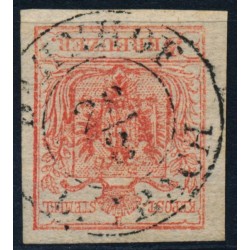 ÖSTERREICH 1850 3kr, HP, Type III. FARBSTOFFMANGEL! BAHNHOF/LAIBACH (Kr) Schön!