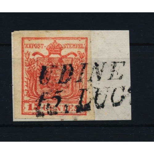 LOMBARDEI-VENETIEN 1850 15C, HP, Type III. UDINE. Schön, frisch!