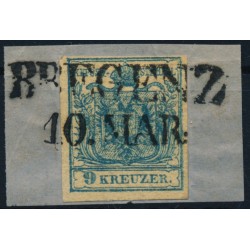 ÖSTERREICH 1850 9kr, HP, Type III. BREGENZ (V) Schön!