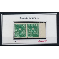 ÖSTERREICH 1945 ANK 730 I. PAAR! PLATTENFEHLER:Offenes '0'! Postfr.**