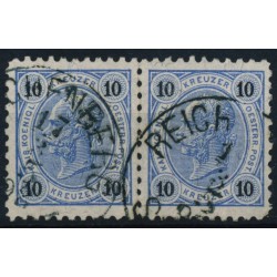 ÖSTERREICH 1890 2*10kr PAAR! REICHENBERG Stempel.