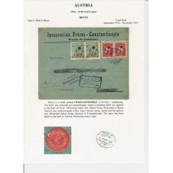 ÖSTERREICH 1916 BRIEF, CONSTANTINOPLE nach BRÜNN. ZENSURIERT!