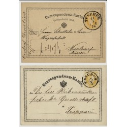 Österreich 187. 2Stk. Korr-karte mit verschiedenen TESCHEM (Sch) Stempel.