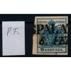 Österreich 1850 9kr MP, Type III. KARTONPAPIER! P.F.! SPALATO (Dalmatien