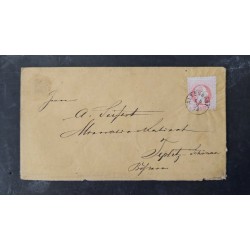 ÖSTERREICH 1875 5Kr auf Briefkuvert (gelbes papier!) ALTENDORF(M),Kl:25P!