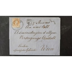 ÖSTERREICH 1876 15kr Hellbraun, auf REKO_Brief TRIEST nach WIEN