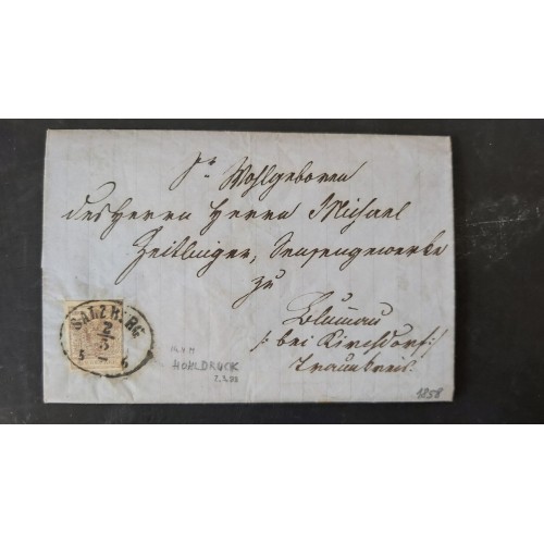 ÖSTERREICH 1858 6kr, HOHLDRUCK! Brief (Inhalt) SALZBURG nach WELS. Schön!